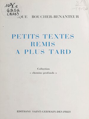cover image of Petits textes remis à plus tard